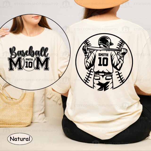 Personalized Baseball Mom Shirt – Custom Name & Number Baseball Mama Tee