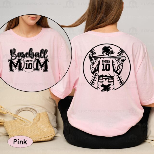 Personalized Baseball Mom Shirt – Custom Name & Number Baseball Mama Tee