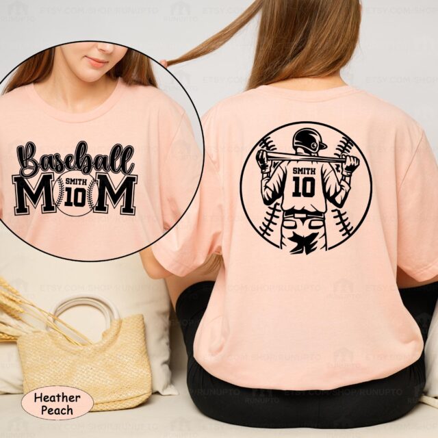 Personalized Baseball Mom Shirt – Custom Name & Number Baseball Mama Tee
