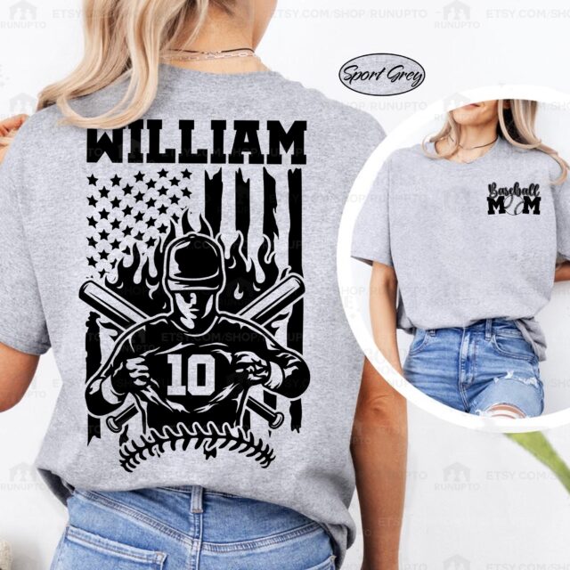 Personalized Baseball Mom Shirt – Custom Name & Number Baseball Mama Tee