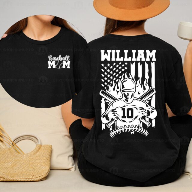 Personalized Baseball Mom Shirt – Custom Name & Number Baseball Mama Tee