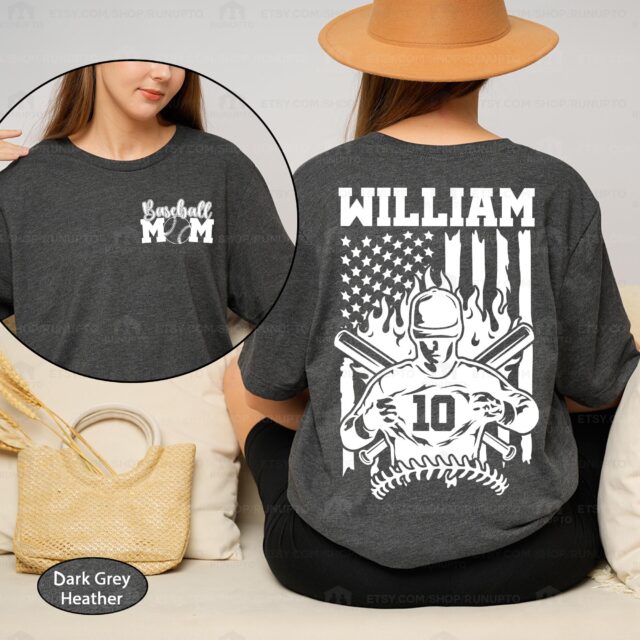 Personalized Baseball Mom Shirt – Custom Name & Number Baseball Mama Tee
