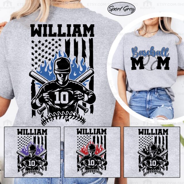 Personalized Baseball Mom Shirt – Custom Name & Number Baseball Mama Tee