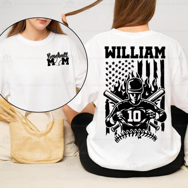 Personalized Baseball Mom Shirt – Custom Name & Number Baseball Mama Tee