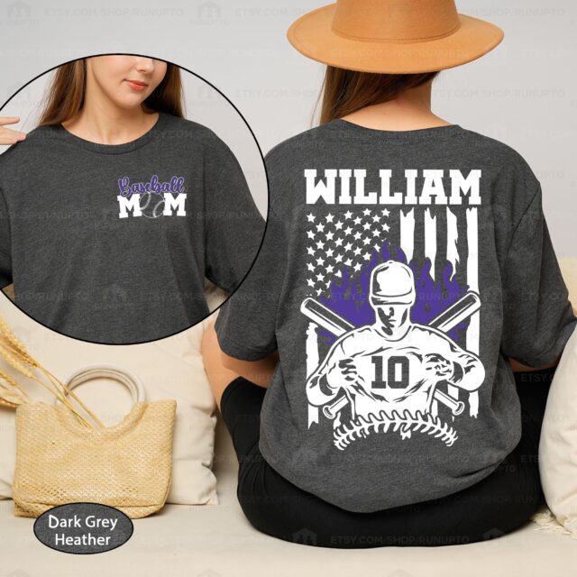 Personalized Baseball Mom Shirt – Custom Name & Number Baseball Mama Tee