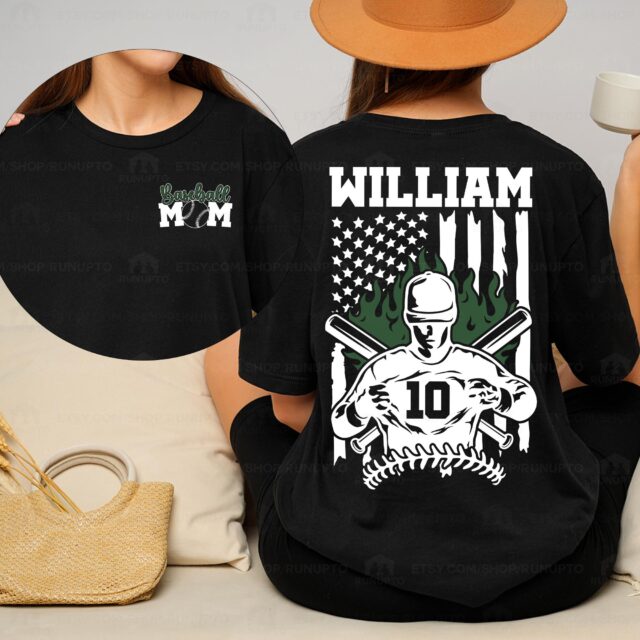 Personalized Baseball Mom Shirt – Custom Name & Number Baseball Mama Tee