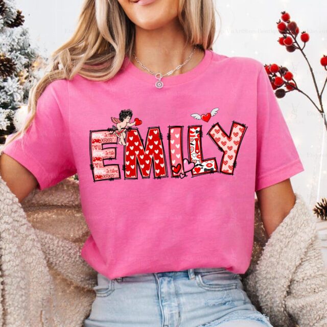 Personalized Name Valentine’s Shirt – Custom Family Valentine’s Day Outfit