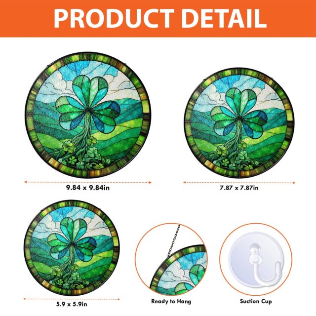 Shamrock Stained Glass Suncatcher – St. Patrick’s Day Decoration & Irish Gift