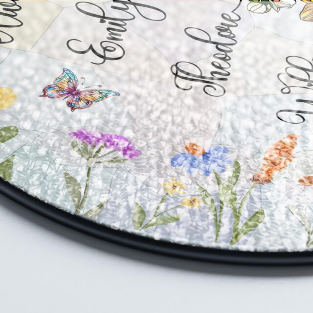 Personalized Birth Month Flowers Stained Glass Suncatcher – Custom Grandma’s Garden Gift