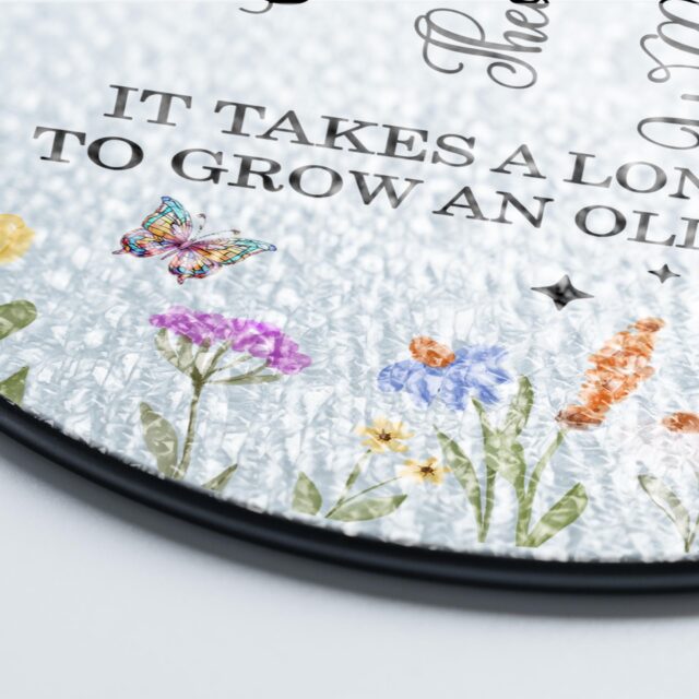 Personalized Birth Flower Stained Glass Suncatcher – “It Takes A Long Time To Grow An Old Friend”