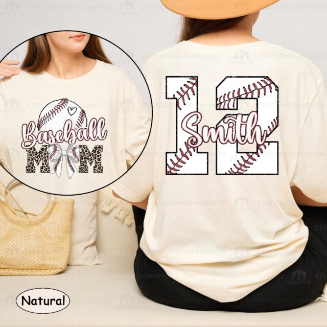 Personalized Baseball Mom Shirt – Custom Name & Number Baseball Mama Tee
