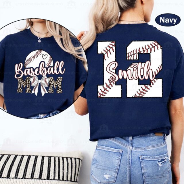 Personalized Baseball Mom Shirt – Custom Name & Number Baseball Mama Tee