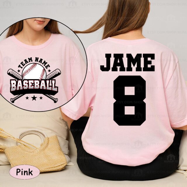 Personalized Baseball Mom Shirt – Custom Name & Number Team Baseball Mama Tee