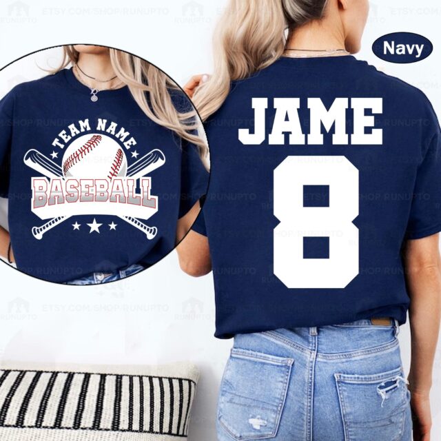 Personalized Baseball Mom Shirt – Custom Name & Number Team Baseball Mama Tee