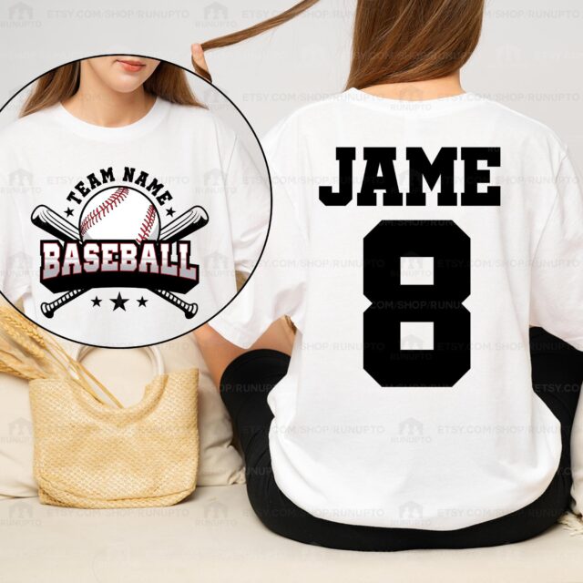 Personalized Baseball Mom Shirt – Custom Name & Number Team Baseball Mama Tee