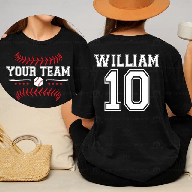 Personalized Baseball Mom Shirt – Custom Team Name & Number Baseball Mama Tee