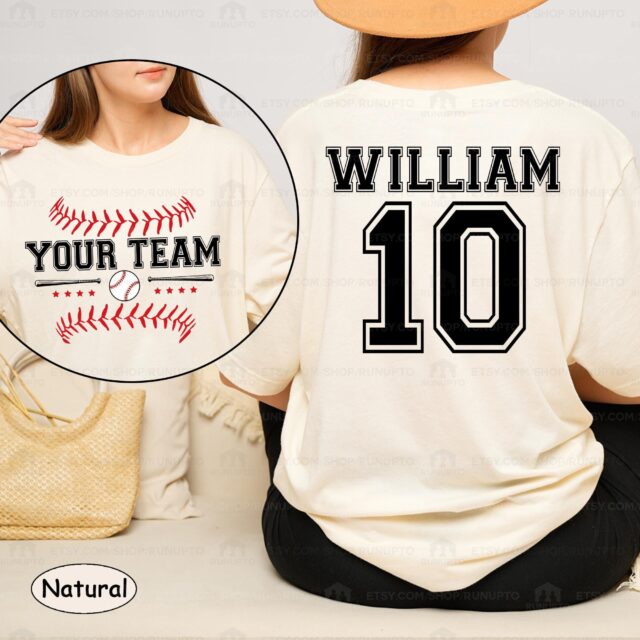 Personalized Baseball Mom Shirt – Custom Team Name & Number Baseball Mama Tee
