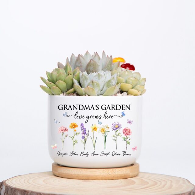 Custom Grandma’s Garden Plant Pot – Birth Month Flowers for Mother’s Day Gift