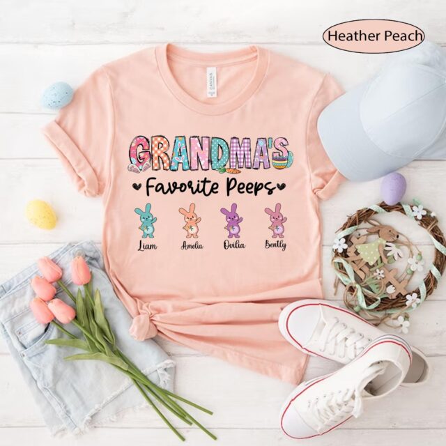 Personalized Grandma Shirt – “Grandma’s Favorite Bunnies” Easter Shirt with Custom Kids’ Names