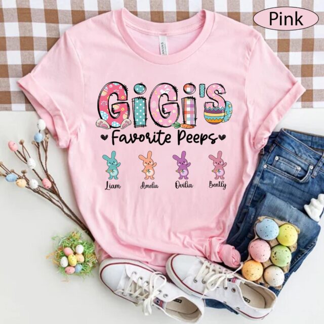 Personalized Grandma Shirt – “Grandma’s Favorite Bunnies” Easter Shirt with Custom Kids’ Names