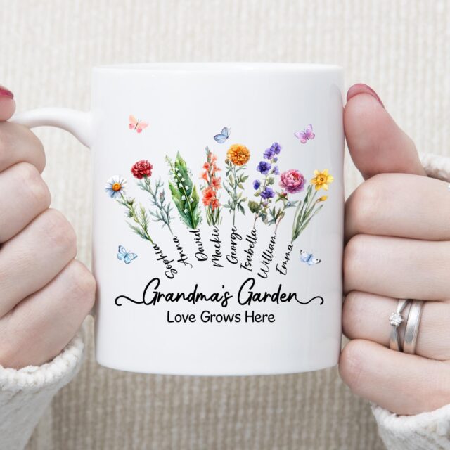 Grandma’s Garden Vase – Custom Birth Month Flowers & Grandkids’ Names for Mother’s Day