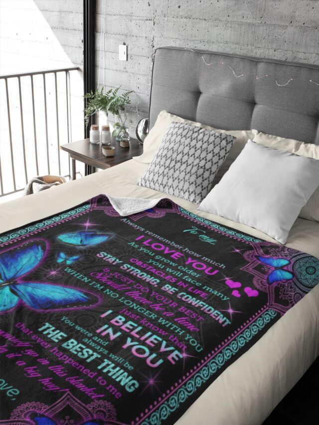 Custom “To My” Blanket – Butterfly Gift for Daughter, Family, and Grandkids