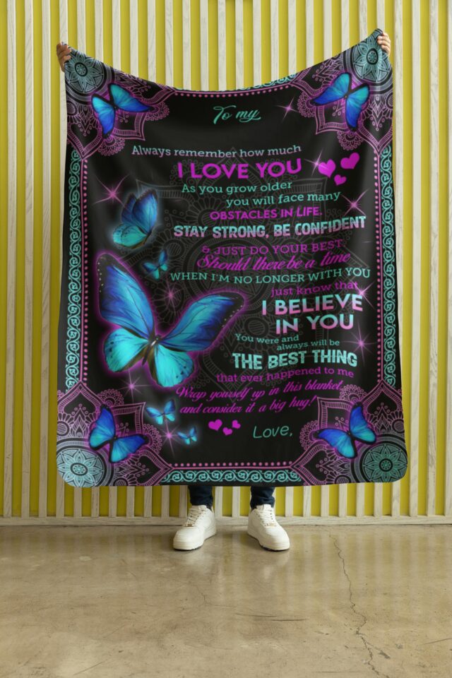 Custom “To My” Blanket – Butterfly Gift for Daughter, Family, and Grandkids