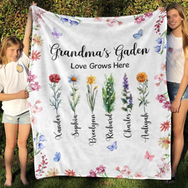 Custom Grandma’s Garden Blanket – Birth Month Flowers & Gifts for Grandma