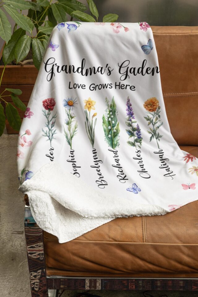 Custom Grandma’s Garden Blanket – Birth Month Flowers & Gifts for Grandma