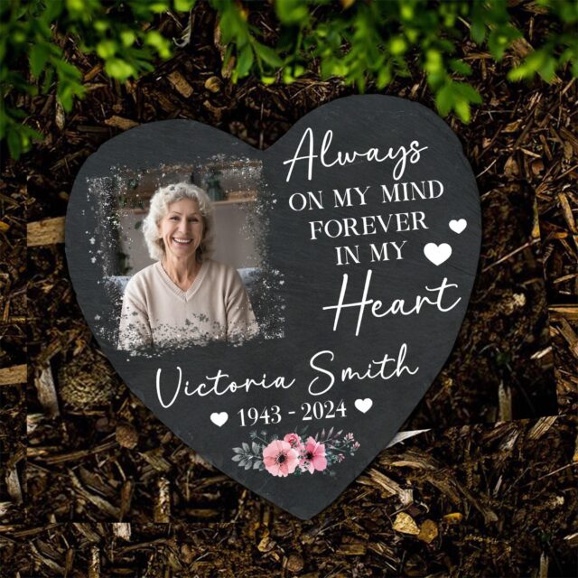 Custom Memorial Stone – Personalized Photo Memorial Stone for Loss of Mother
