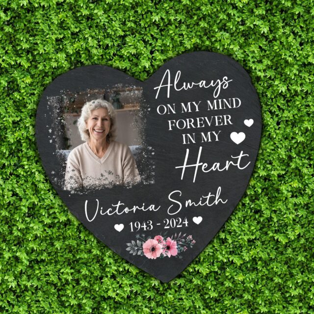 Custom Memorial Stone – Personalized Photo Memorial Stone for Loss of Mother
