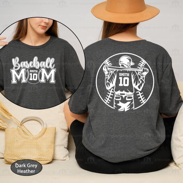 Personalized Baseball Mom Shirt – Custom Name & Number Baseball Mama Tee