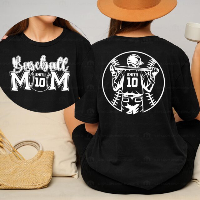 Personalized Baseball Mom Shirt – Custom Name & Number Baseball Mama Tee