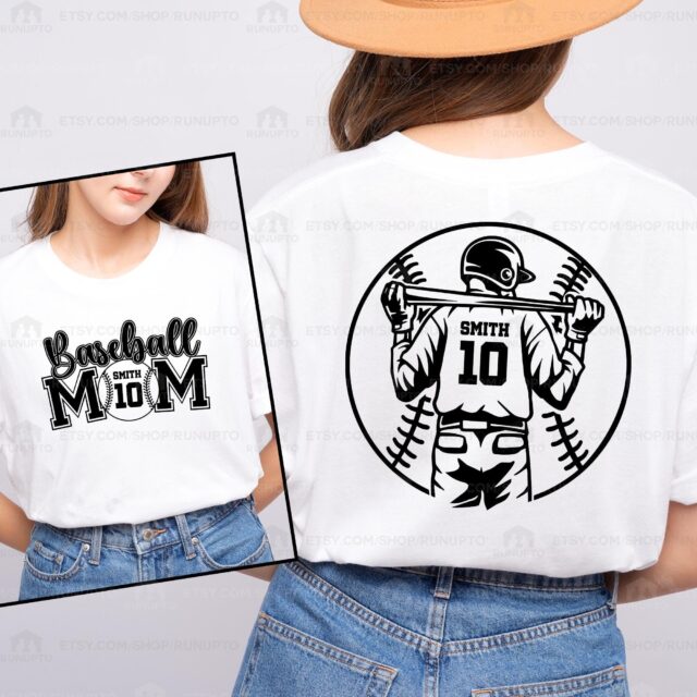 Personalized Baseball Mom Shirt – Custom Name & Number Baseball Mama Tee