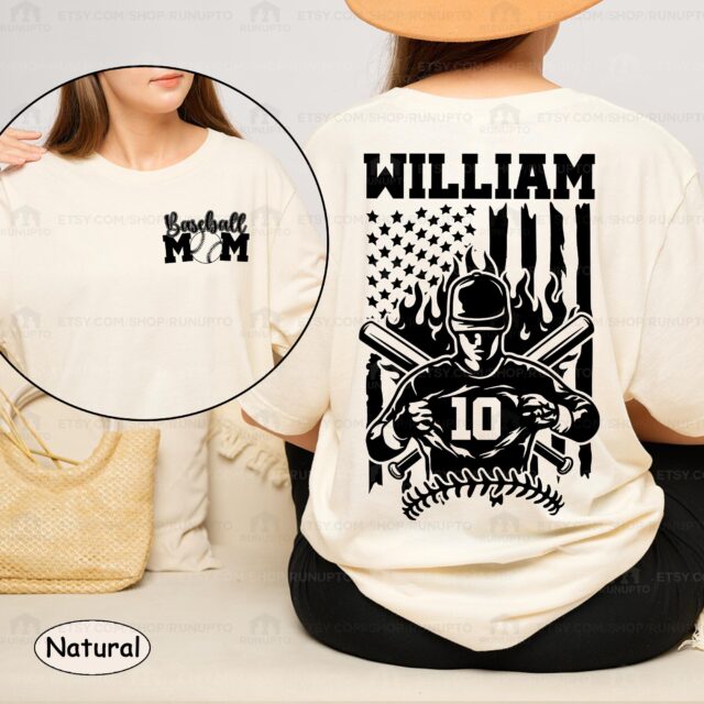 Personalized Baseball Mom Shirt – Custom Name & Number Baseball Mama Tee