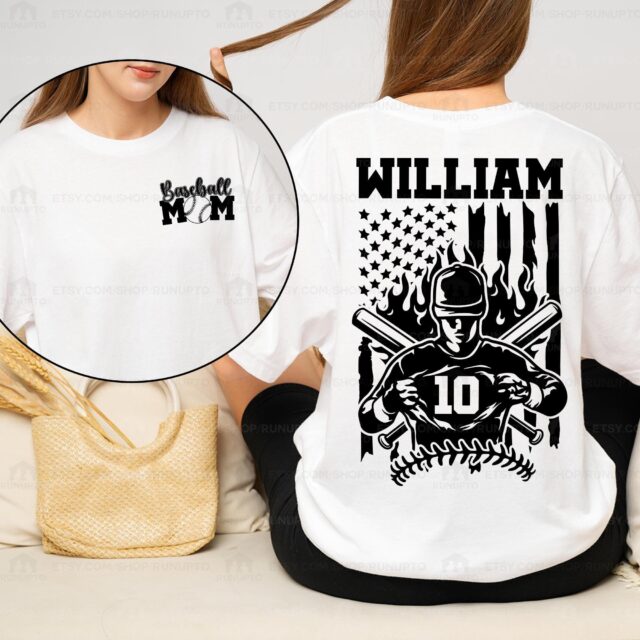 Personalized Baseball Mom Shirt – Custom Name & Number Baseball Mama Tee
