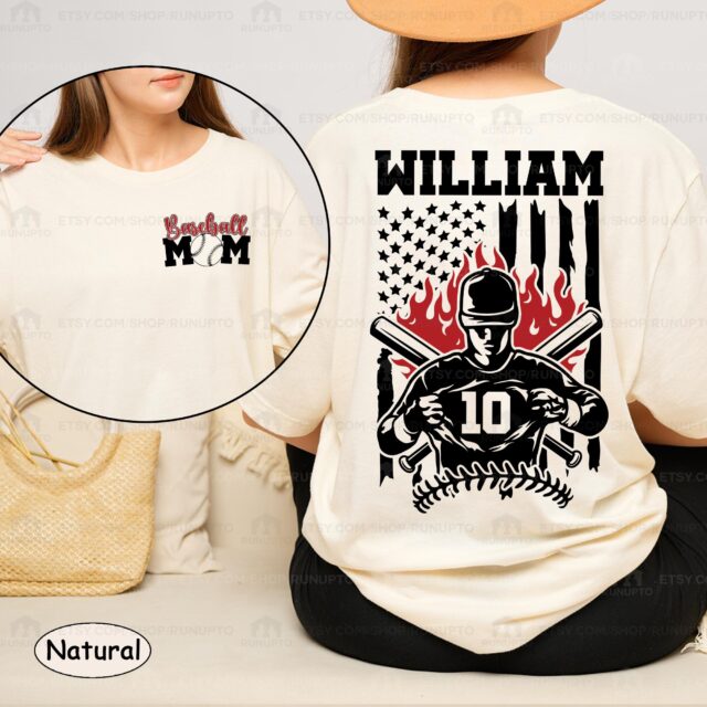 Personalized Baseball Mom Shirt – Custom Name & Number Baseball Mama Tee