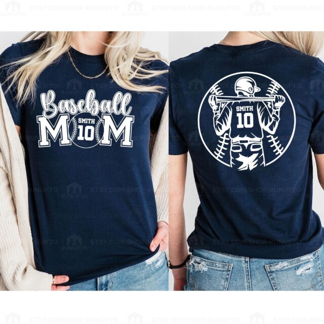 Personalized Baseball Mom Shirt – Custom Name & Number Baseball Mama Tee