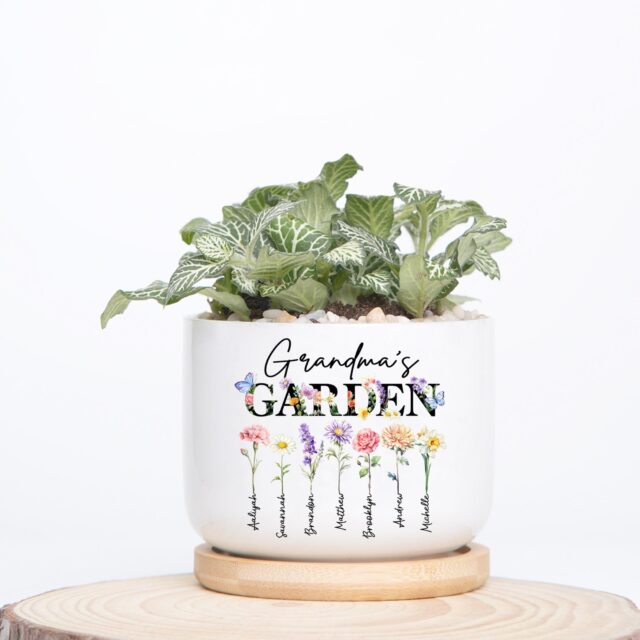 Custom Grandma’s Garden Plant Pot – Birth Month Flowers for Mother’s Day Gift