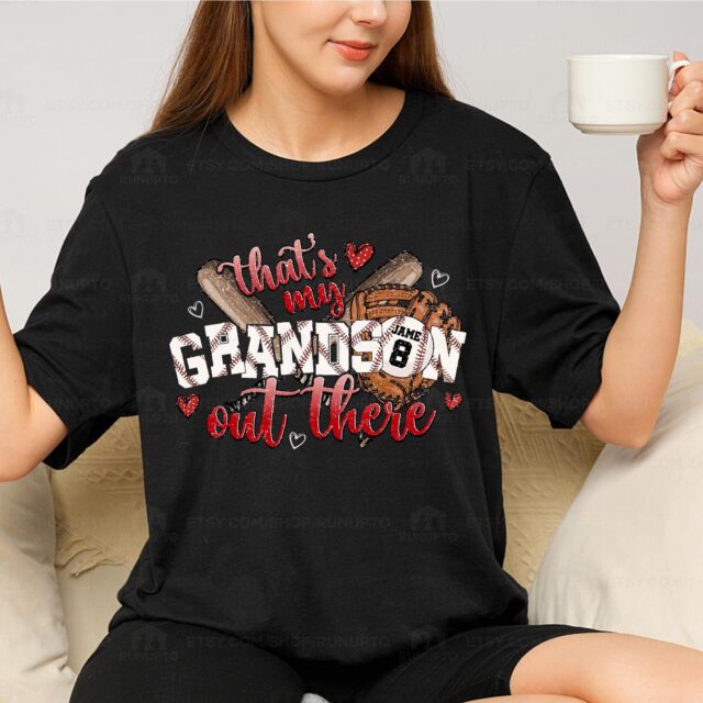 Baseball Grandma & Grandpa Shirt – “That’s My Grandson Out There” for Mother’s Day