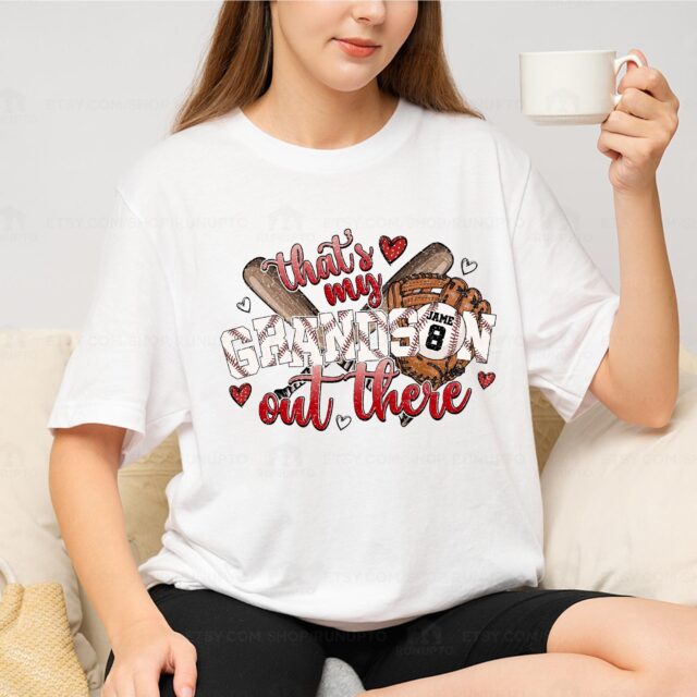 Baseball Grandma & Grandpa Shirt – “That’s My Grandson Out There” for Mother’s Day