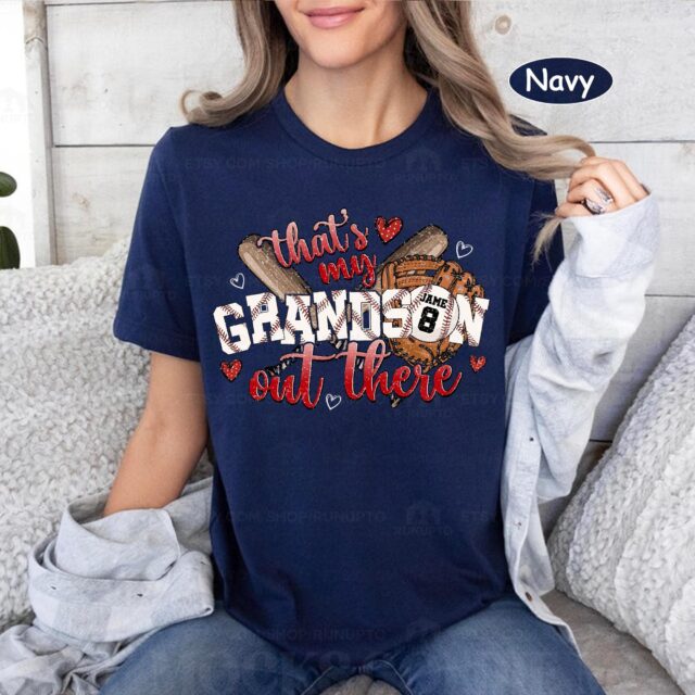 Baseball Grandma & Grandpa Shirt – “That’s My Grandson Out There” for Mother’s Day