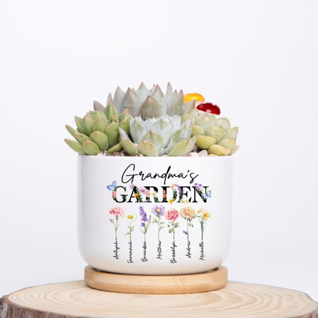 Custom Grandma’s Garden Plant Pot – Birth Month Flowers for Mother’s Day Gift