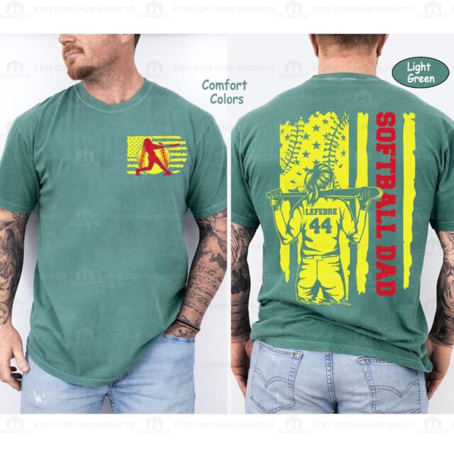 Custom Softball Dad Shirt – Personalized Name & Number Sports Tee for Father’s Day