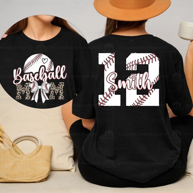 Personalized Baseball Mom Shirt – Custom Name & Number Baseball Mama Tee