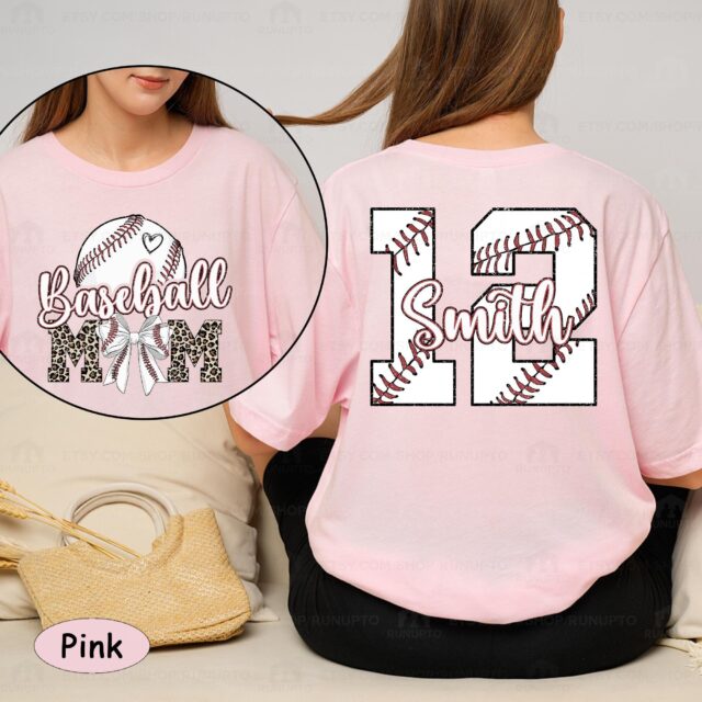 Personalized Baseball Mom Shirt – Custom Name & Number Baseball Mama Tee