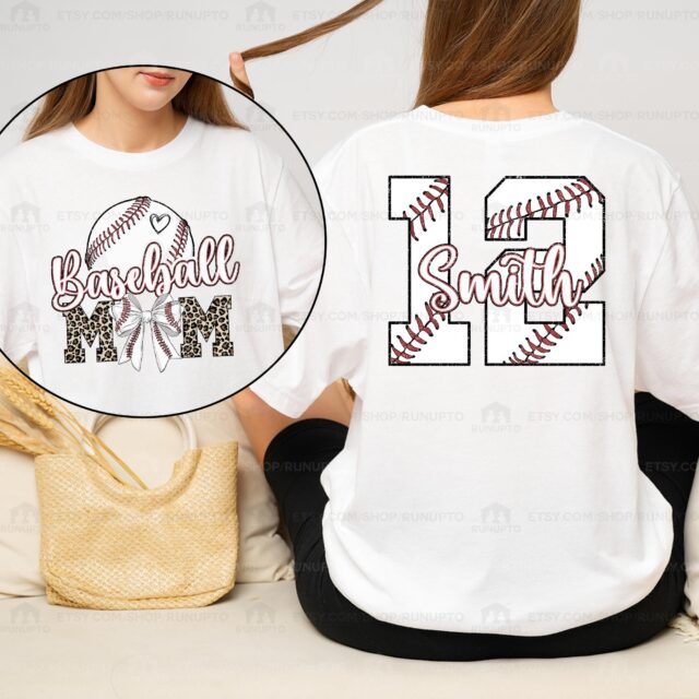 Personalized Baseball Mom Shirt – Custom Name & Number Baseball Mama Tee