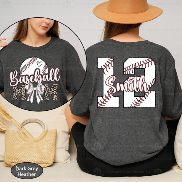 Personalized Baseball Mom Shirt – Custom Name & Number Baseball Mama Tee