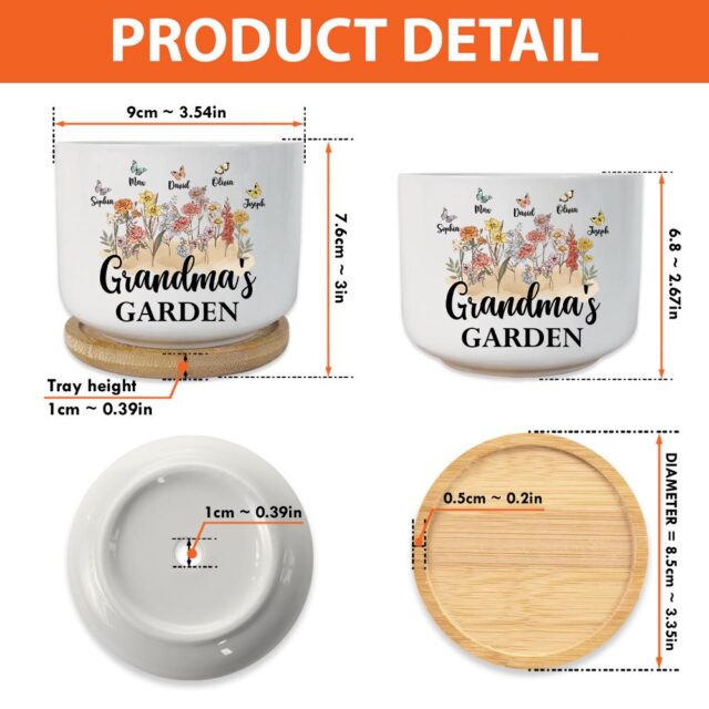 Grandma’s Garden Plant Pot – Custom Birth Month Flowers for Mimi, Mother’s Day Gift