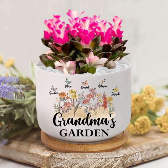 Grandma’s Garden Plant Pot – Custom Birth Month Flowers for Mimi, Mother’s Day Gift